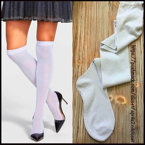 KATE SPADE TALL SPARKLE KNEE HIGH BOOT SOCKS - Picture 4 of 6